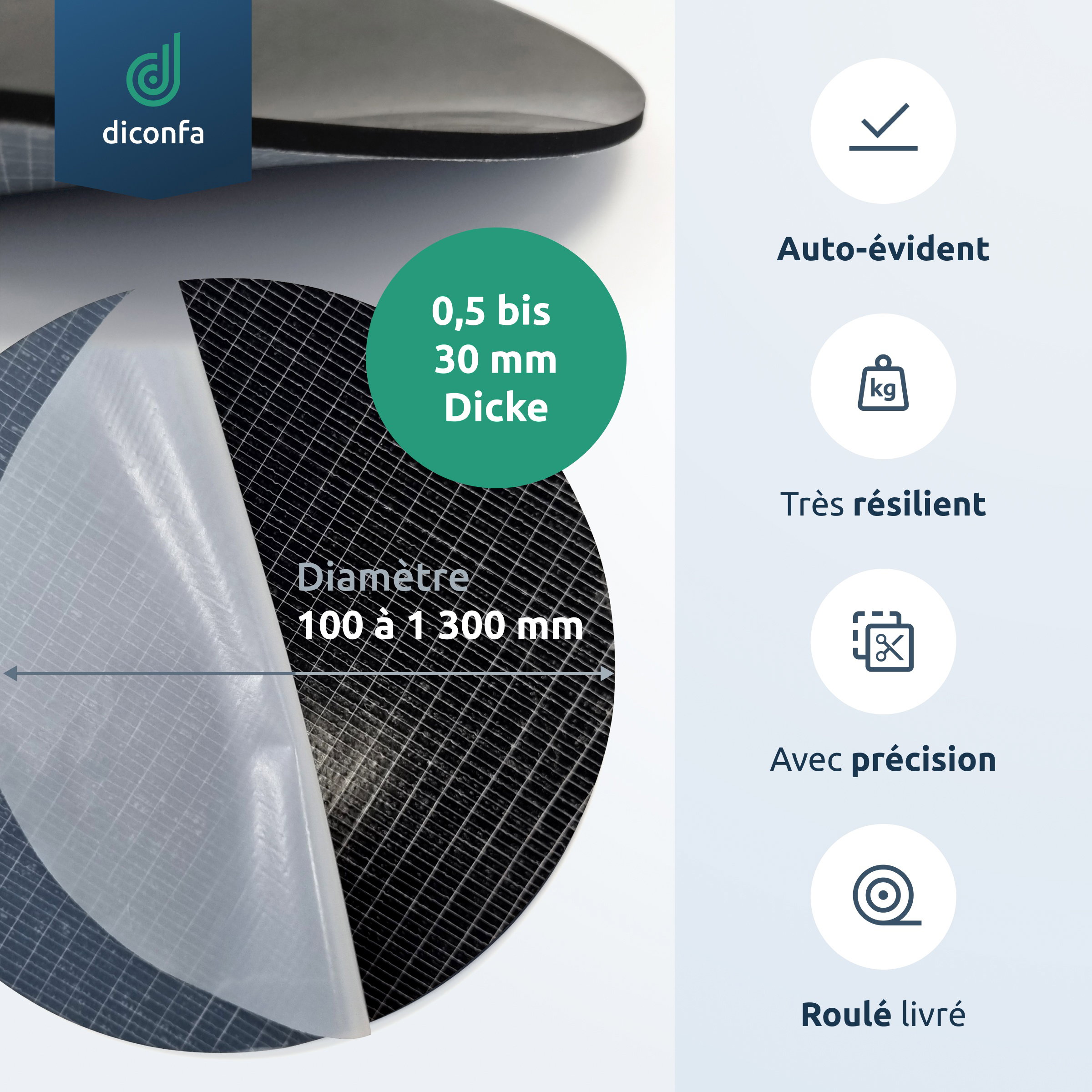Tapis en caoutchouc rond diconfa SBR sur mesure