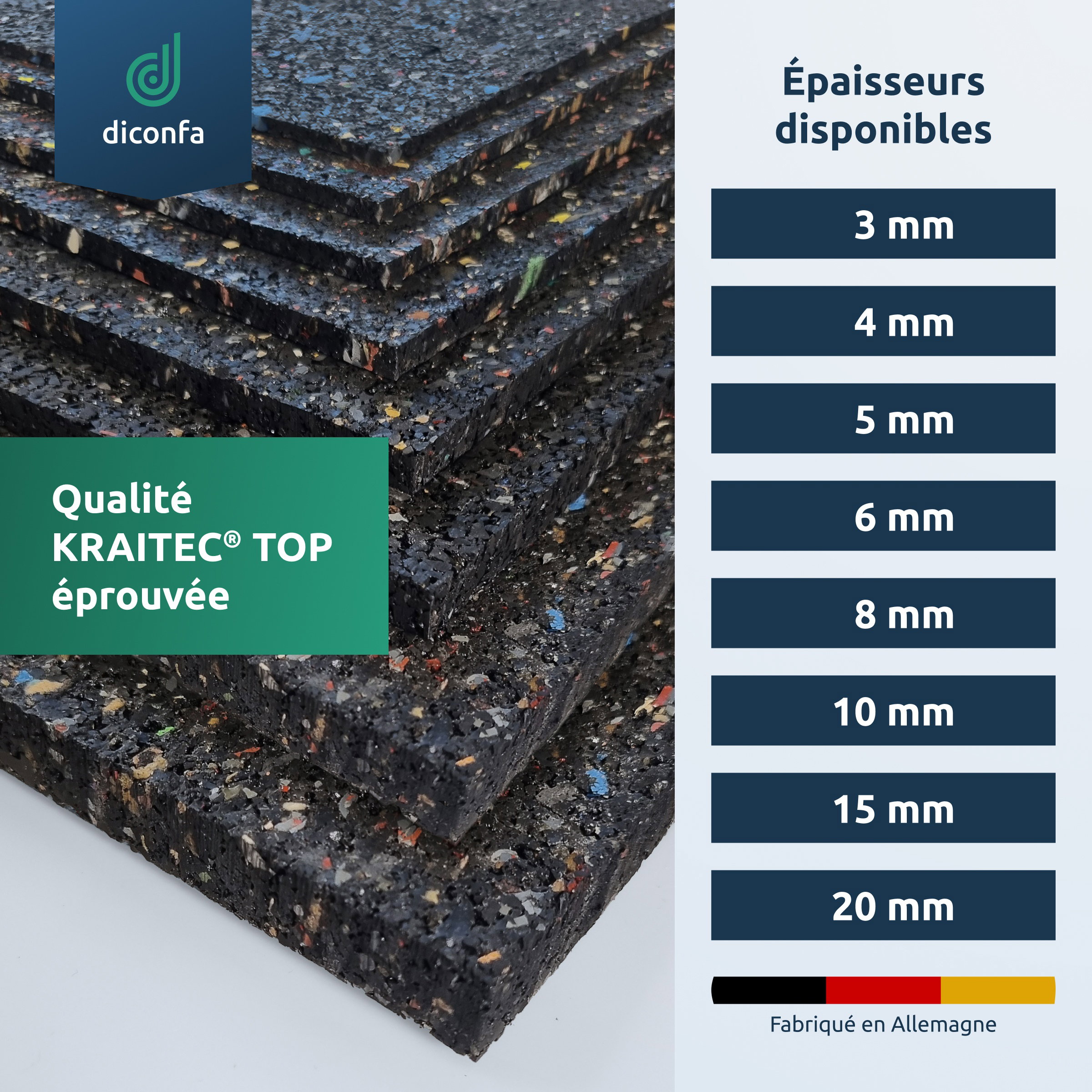coussinets de terrasse en granulé de caoutchouc