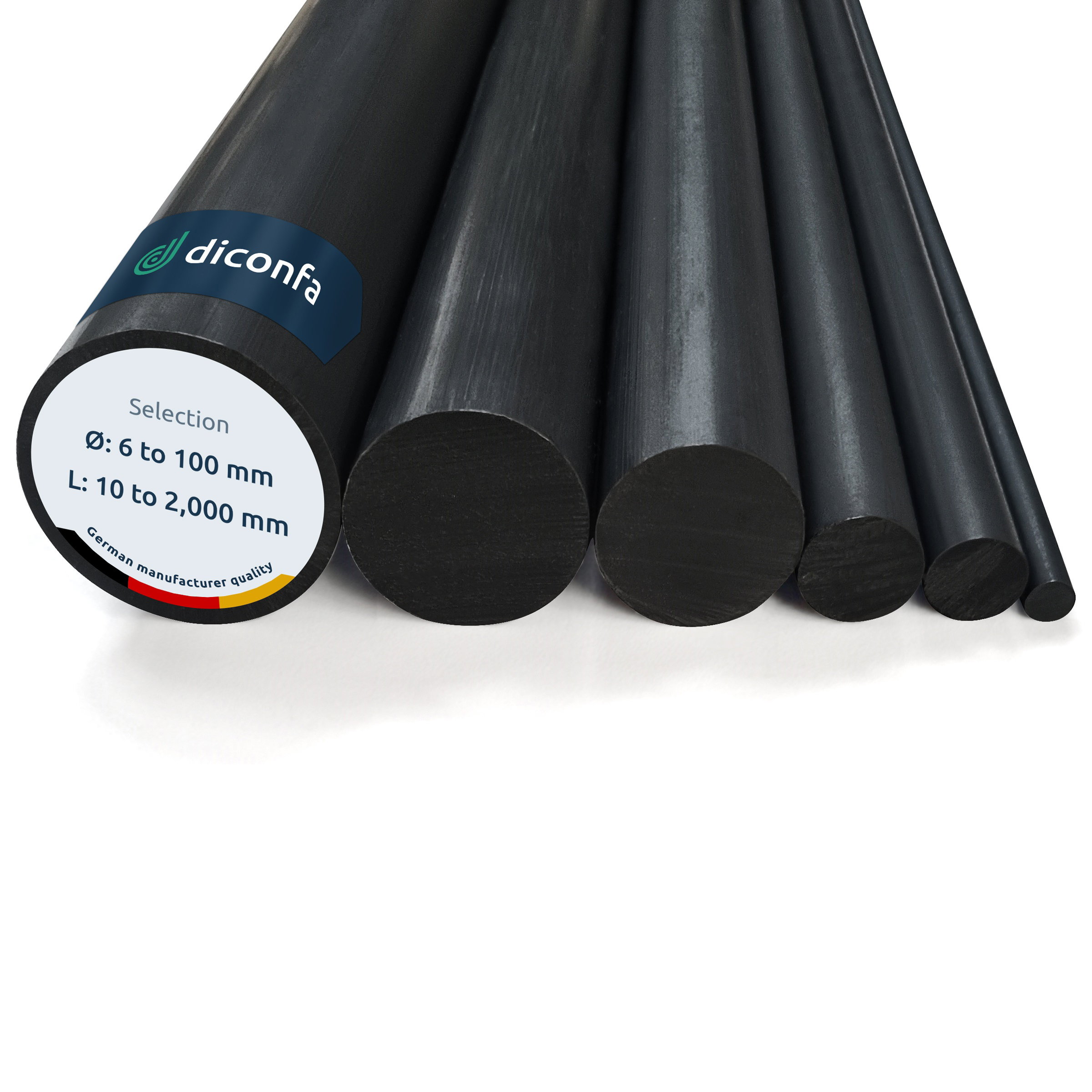 black PVC Round Rod - made to measure