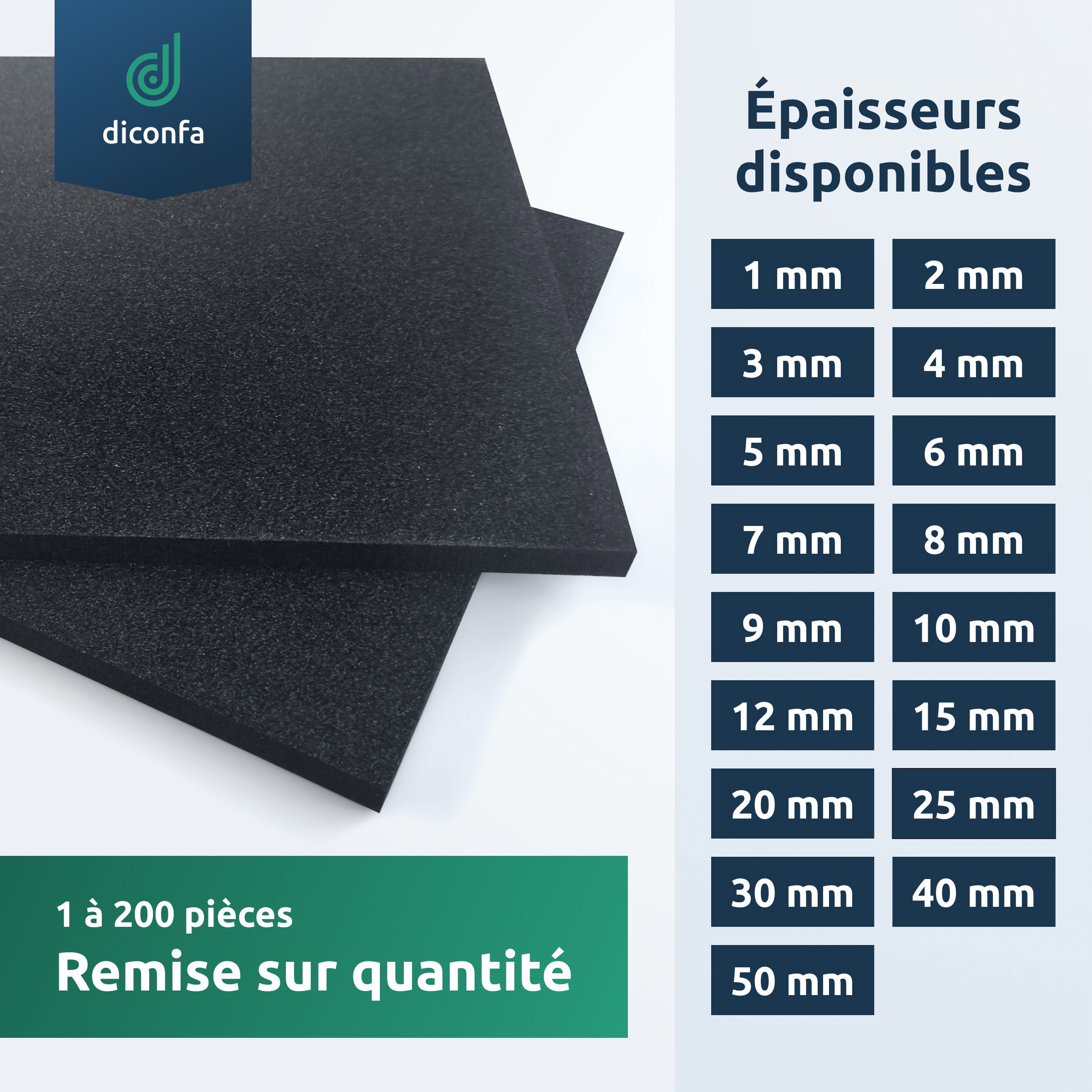 plaque de mousse en caoutchouc cellulaire EPDM env. DIN A4 – sans face adhésive