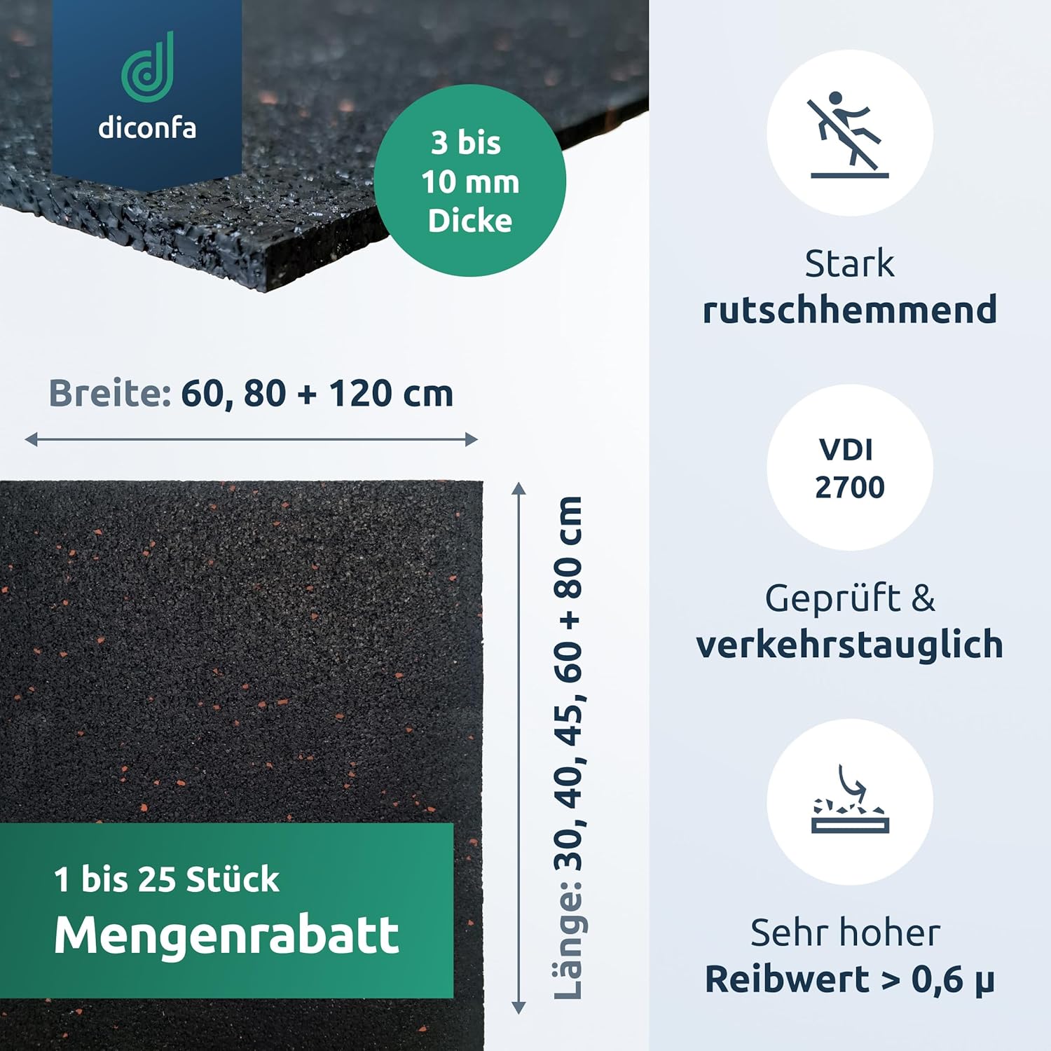 Antirutschmatte genormte Ladungssicherung VDI 2700 verschiedene Größen