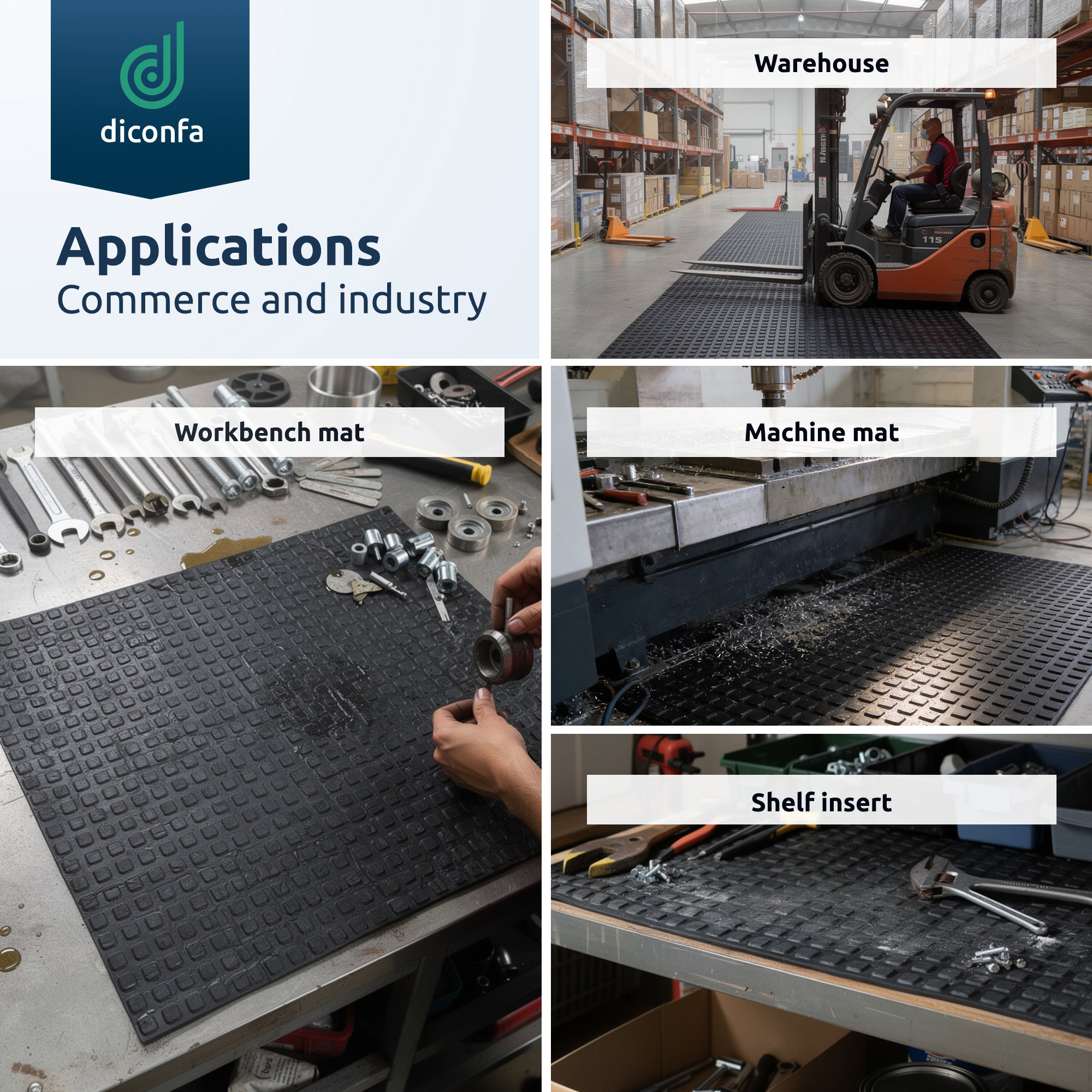 Block Rubber Mat 8 mm thick with fabric reinforcement