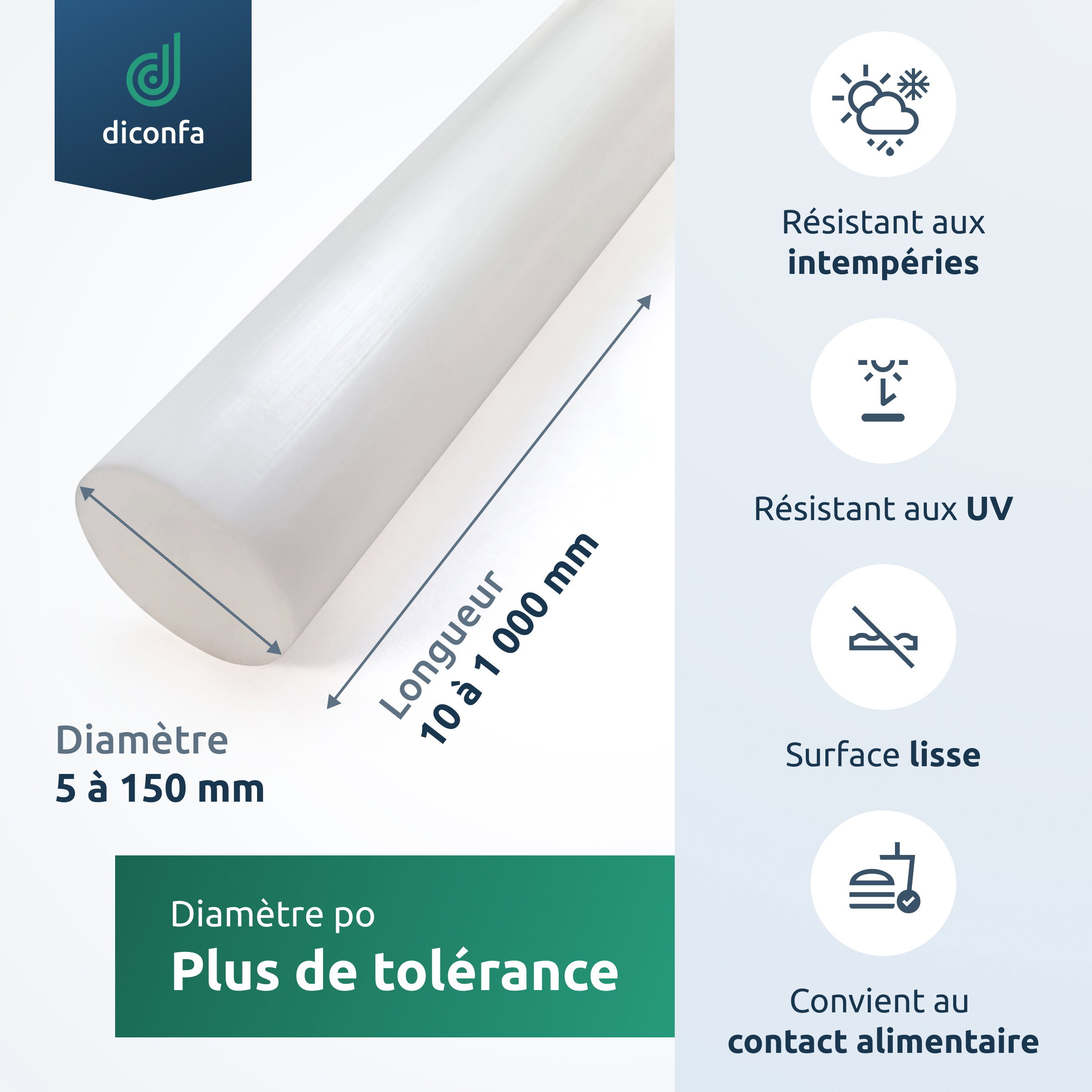 Barre ronde en PTFE Téflon sur mesure
