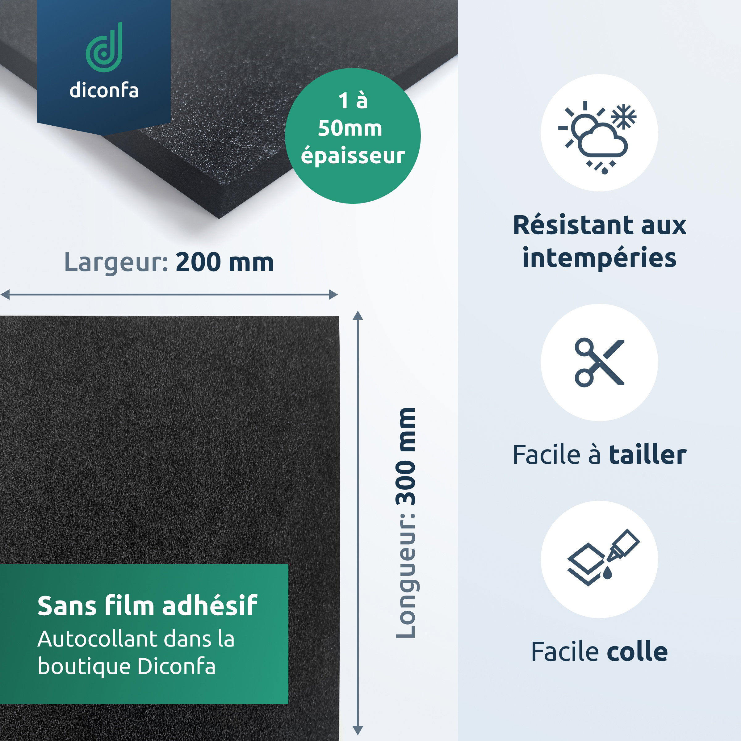 plaque de mousse en caoutchouc cellulaire EPDM env. DIN A4 – sans face adhésive