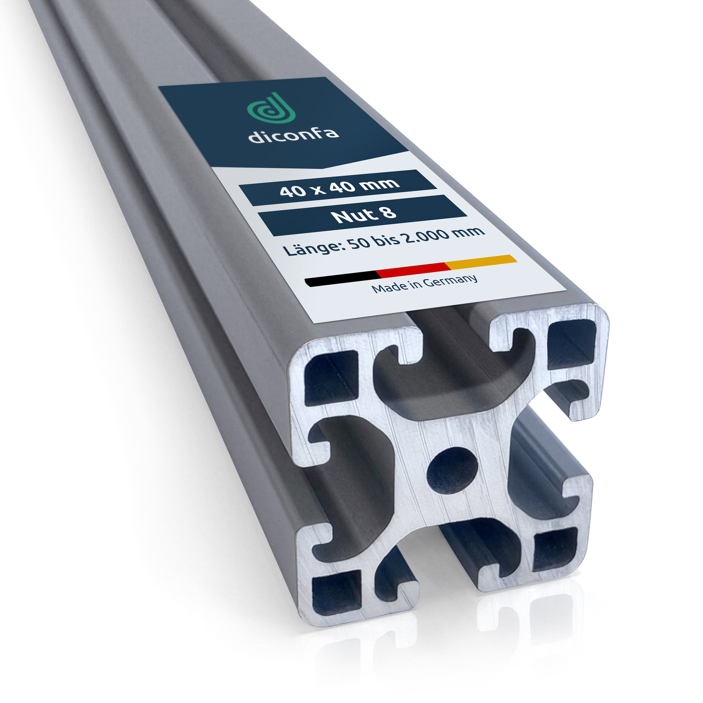 Aluprofil 40 x 40 mm mit Nut 8 nach Maß aus robustem Aluminium